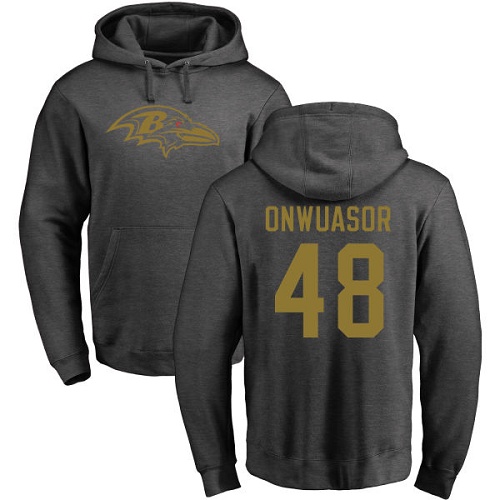 Men Baltimore Ravens Ash Patrick Onwuasor One Color NFL Football #48 Pullover Hoodie Sweatshirt->nfl t-shirts->Sports Accessory